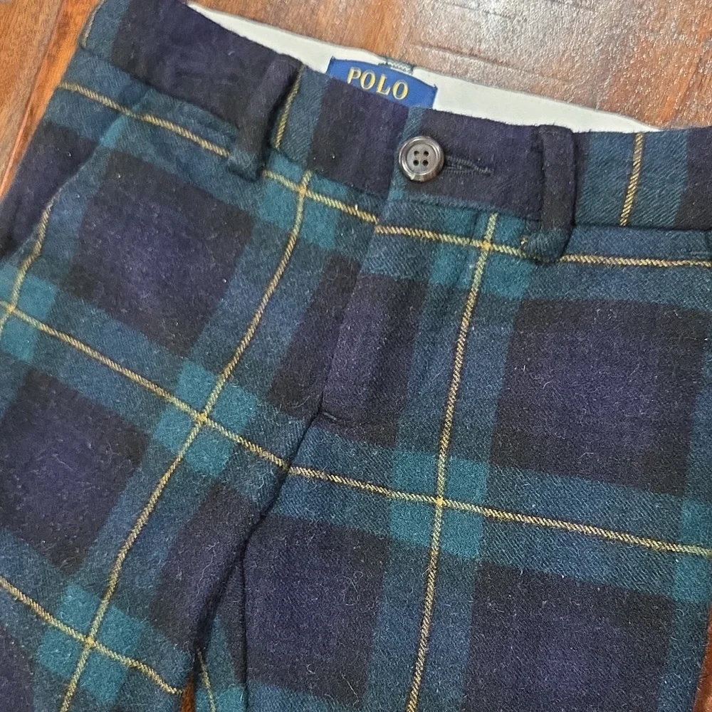 Polo by Ralph Lauren Green Blue Plaid Wool Pants Size 3T